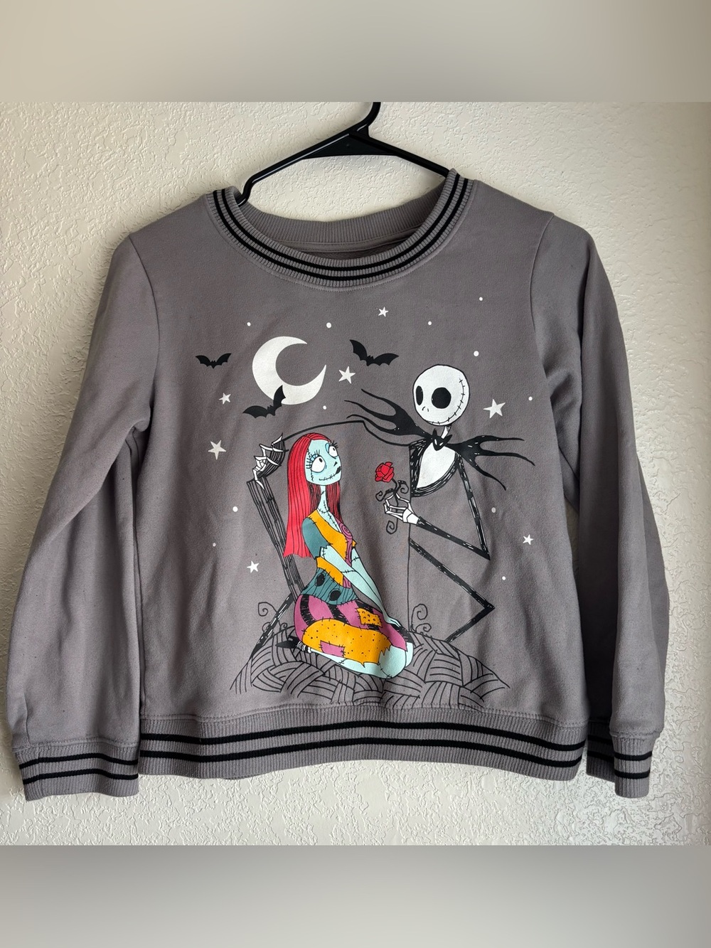 Disney Gray The Nightmare Before Christmas Sally & Jack Graphic Crewneck Sweater